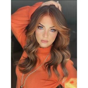 Doreen Lace Top Remy Human Hair Wig-Chocolate Cherry Brown with Warm Highlights